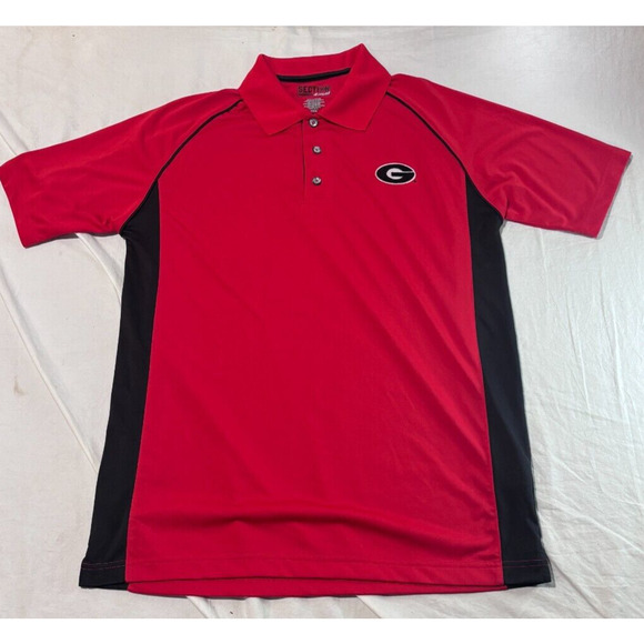 Majestic UGA University Of Georgia Polo Shirt Mens M Short Sleeve Bulldogs Red - Picture 1 of 6